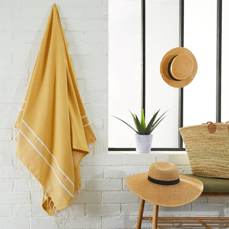 Fouta Chevrons Mustard Yellow - 100 x 200 cm | Beach Towel