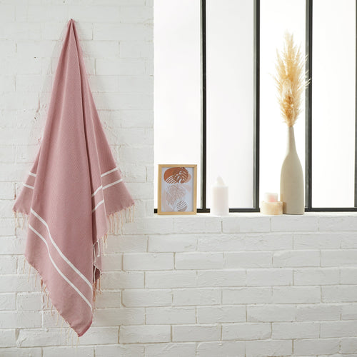 Fouta Chevrons Powder Pink - 100 x 200 cm | Beach Towel