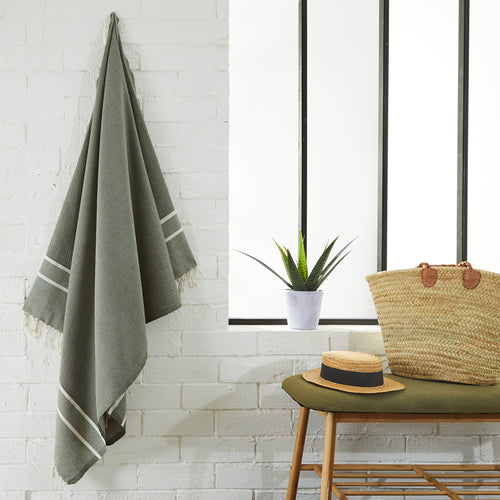 Fouta Chevrons Olive - 100 x 200 cm | Beach Towel