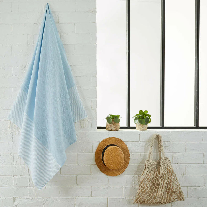 Fouta Nid d'Abeille Bleu ciel - 100 x 200 cm | Beach Towel
