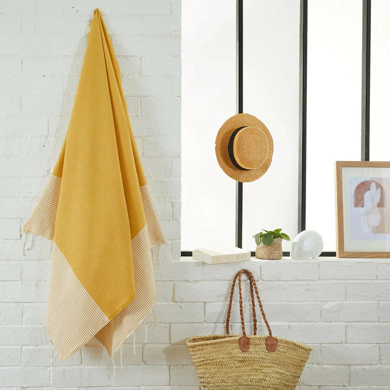 Fouta Honeycomb Mustard Yellow - 100 x 200 cm | Beach Towel