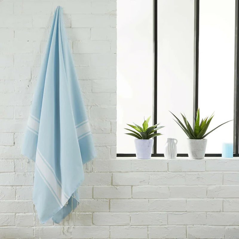 Fouta Tissage Plat Bleu ciel - 100 x 200 cm | Beach Towel