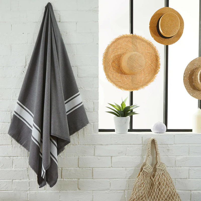 Fouta Tissage Plat Gris béton- 100 x 200 cm | Beach Towel