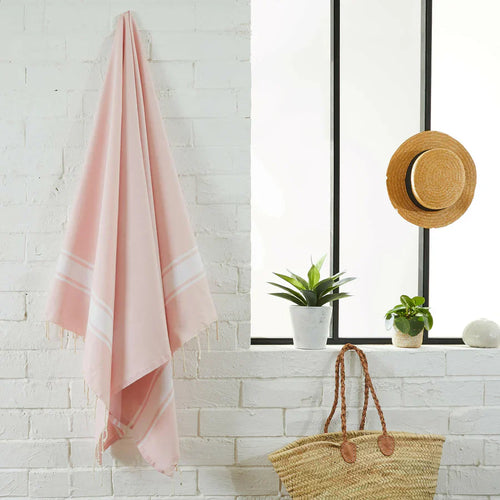 Fouta Tissage Plat Rose bébé - 100 x 200 cm | Beach Towel