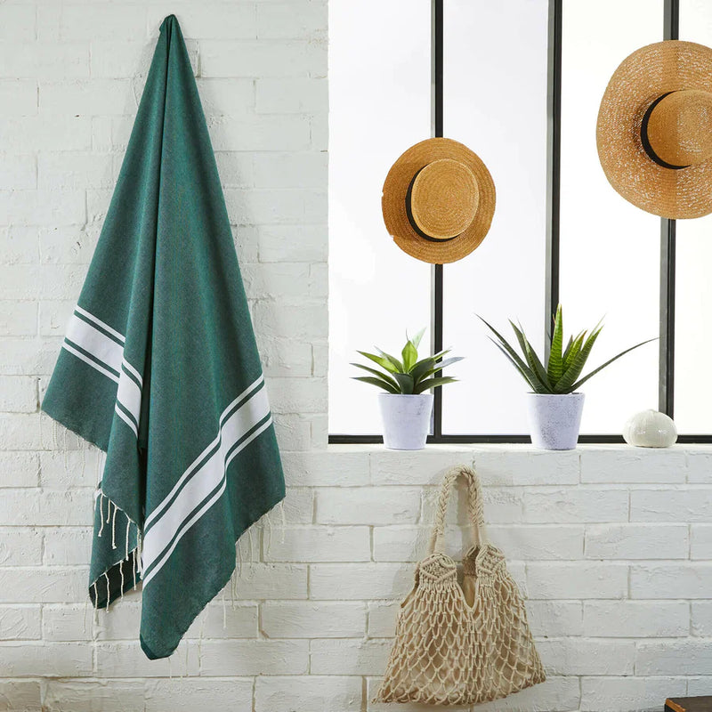 Fouta Tissage Plat Fir Green - 100 x 200 cm | Beach Towel