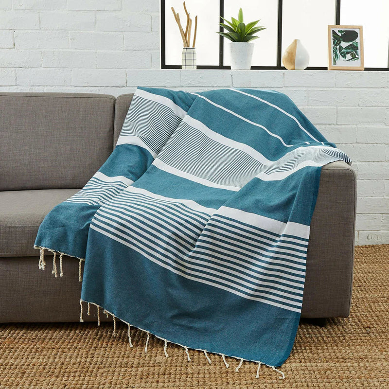 Fouta XXL Arthur Duck Blue - 200 x 300 cm | Large Beach Towel | Sofa Throw