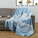 Fouta XXL Arthur Bleu ciel - 200 x 300 cm | Large Beach Towel | Sofa Throw