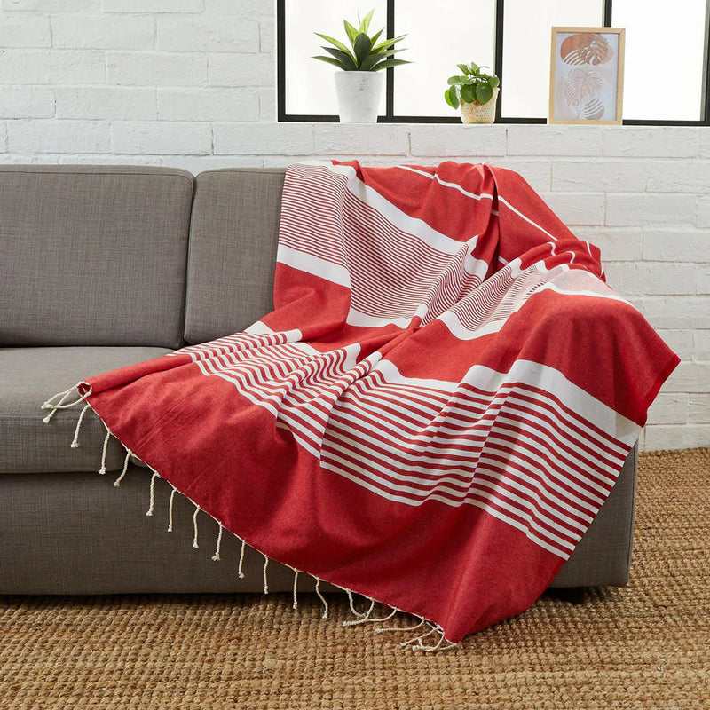 Fouta XXL Arthur Rouge - 200 x 300 cm | Large Beach Towel | Sofa Throw