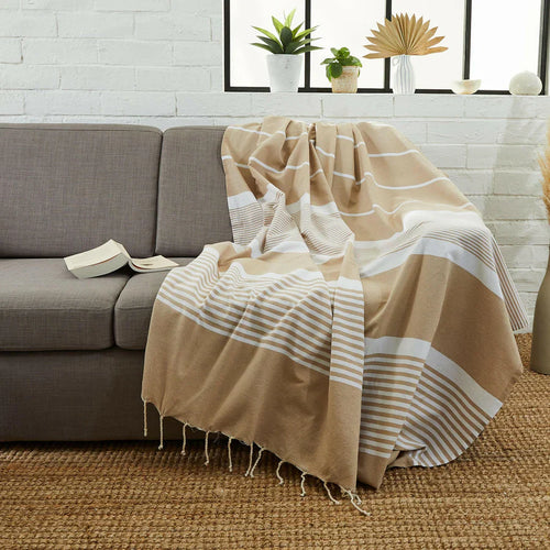 Fouta XXL Arthur Sahara - 200 x 300 cm | Large Beach Towel | Sofa Throw