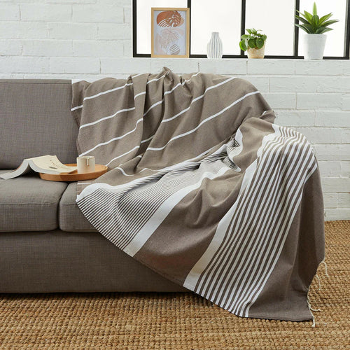 Fouta XXL Arthur Taupe - 200 x 300 cm | Large Beach Towel | Sofa Throw