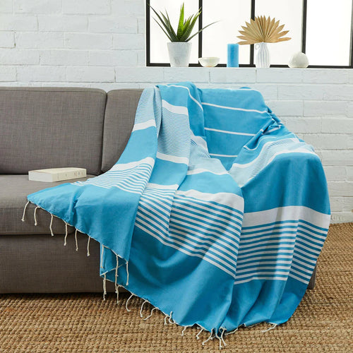 Fouta XXL Arthur Turquoise - 200 x 300 cm | Large Beach Towel | Sofa Throw