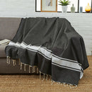 Fouta XXL Classique Noir - 200 x 300 cm | Large Beach Towel | Sofa Throw