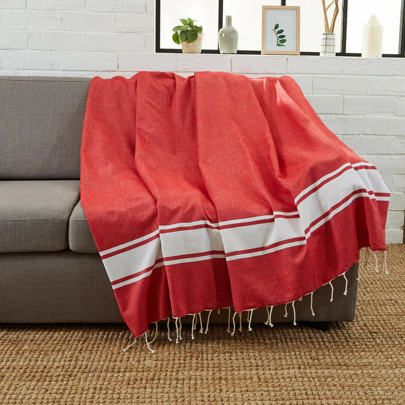 Fouta XXL Classique Rouge - 200 x 300 cm | Large Beach Towel | Sofa Throw