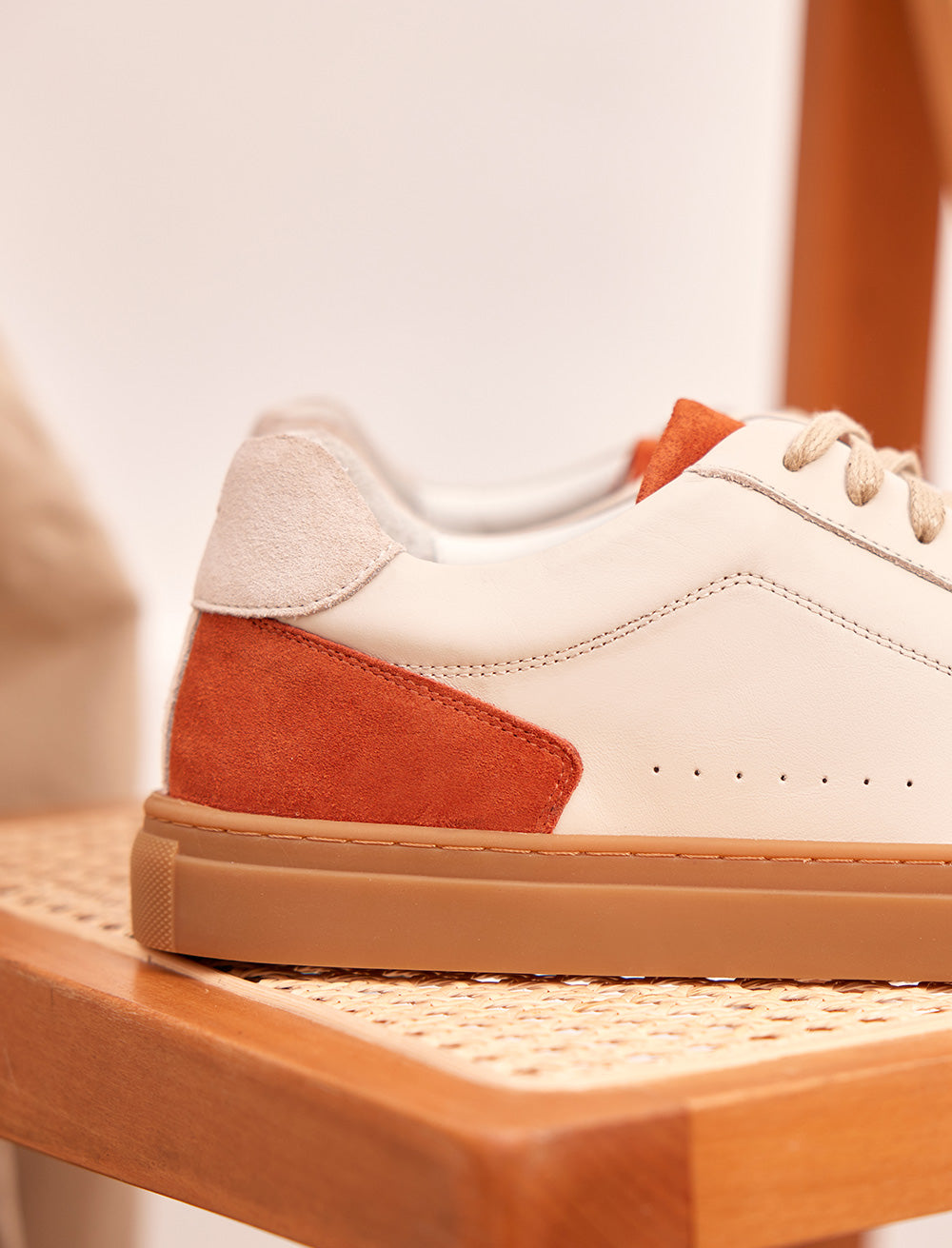 Sneakers À Lacets Frisco - Crème, Grège Clair & Rouille - Homme