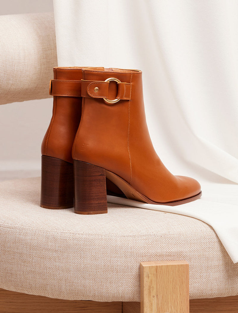Botines tacón Giada - Coñac - Mujer
