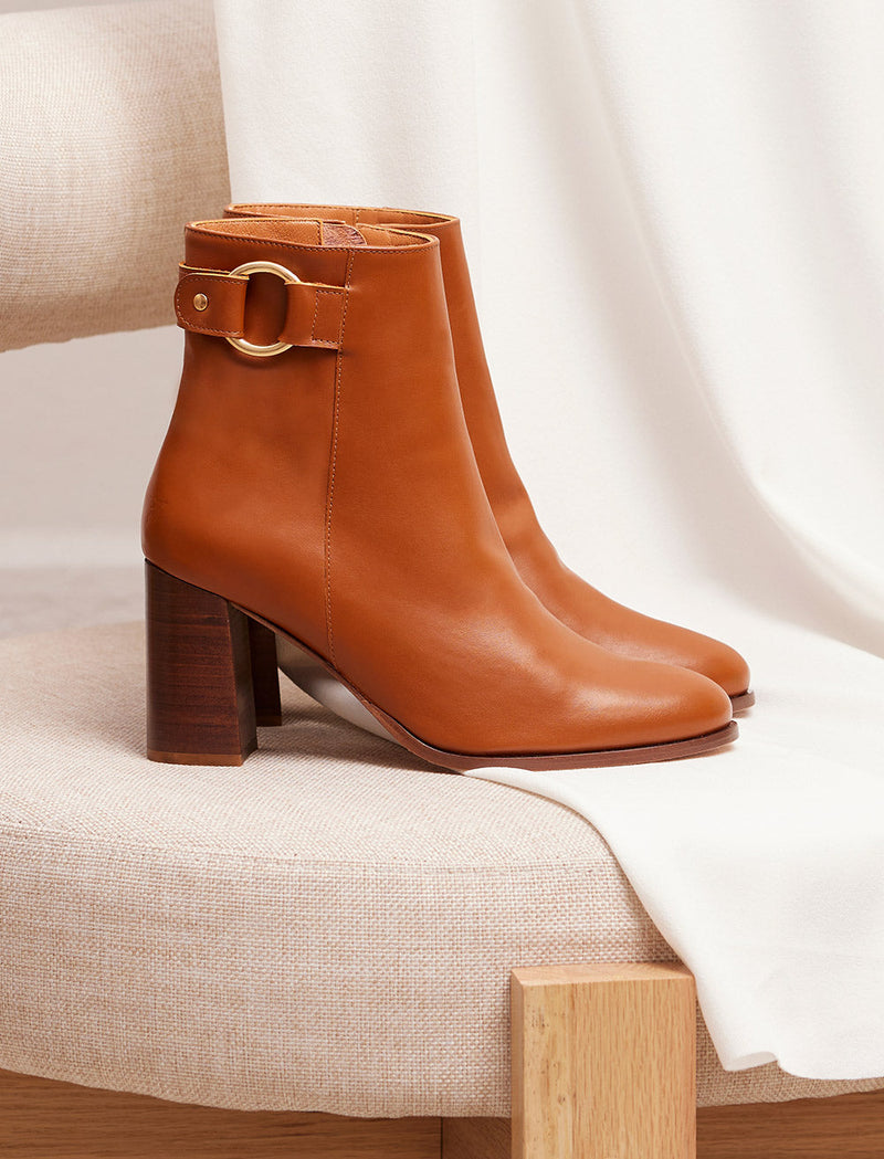 Botines tacón Giada - Coñac - Mujer