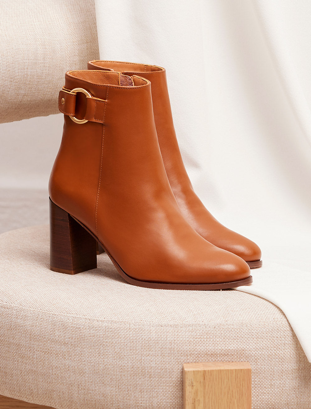 Giada Heeled Ankle Boots - Cognac - Women