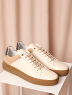 Zapatillas Con Cordones Lino - Crema & Negro - Hombre