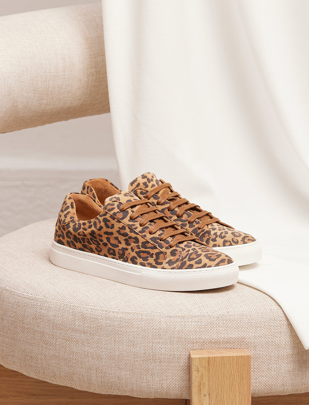 Olivia Lace-Up Sneakers - Leopard - Women