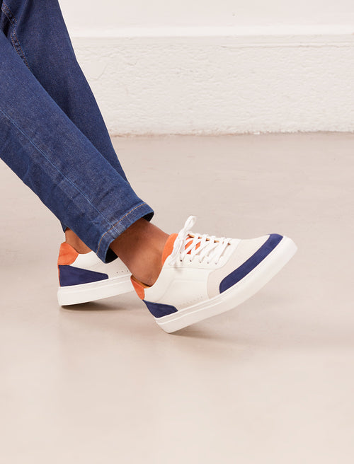 Frisco V3 Lace-Up Sneakers - Blanc, Blue & Terracotta - Man