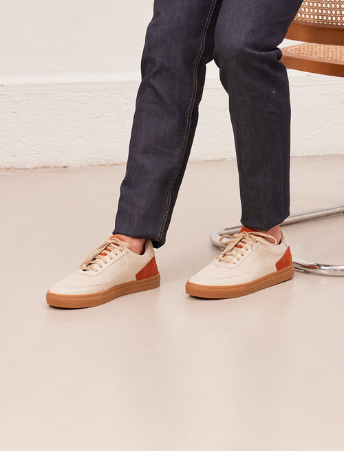 Sneakers À Lacets Frisco - Crème, Grège Clair & Rouille - Homme