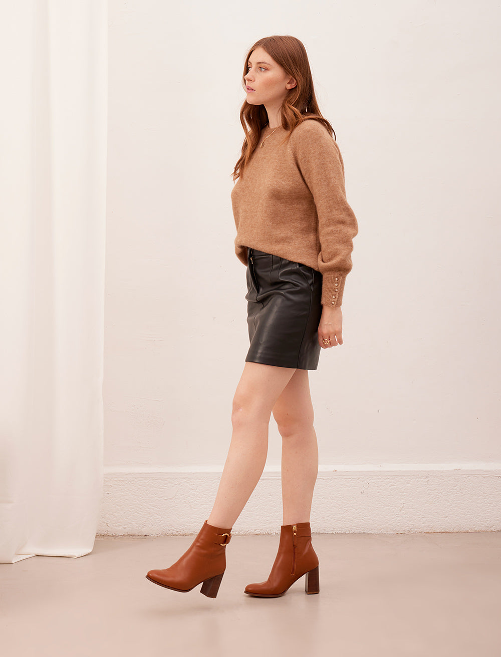 Giada Heeled Ankle Boots - Cognac - Women