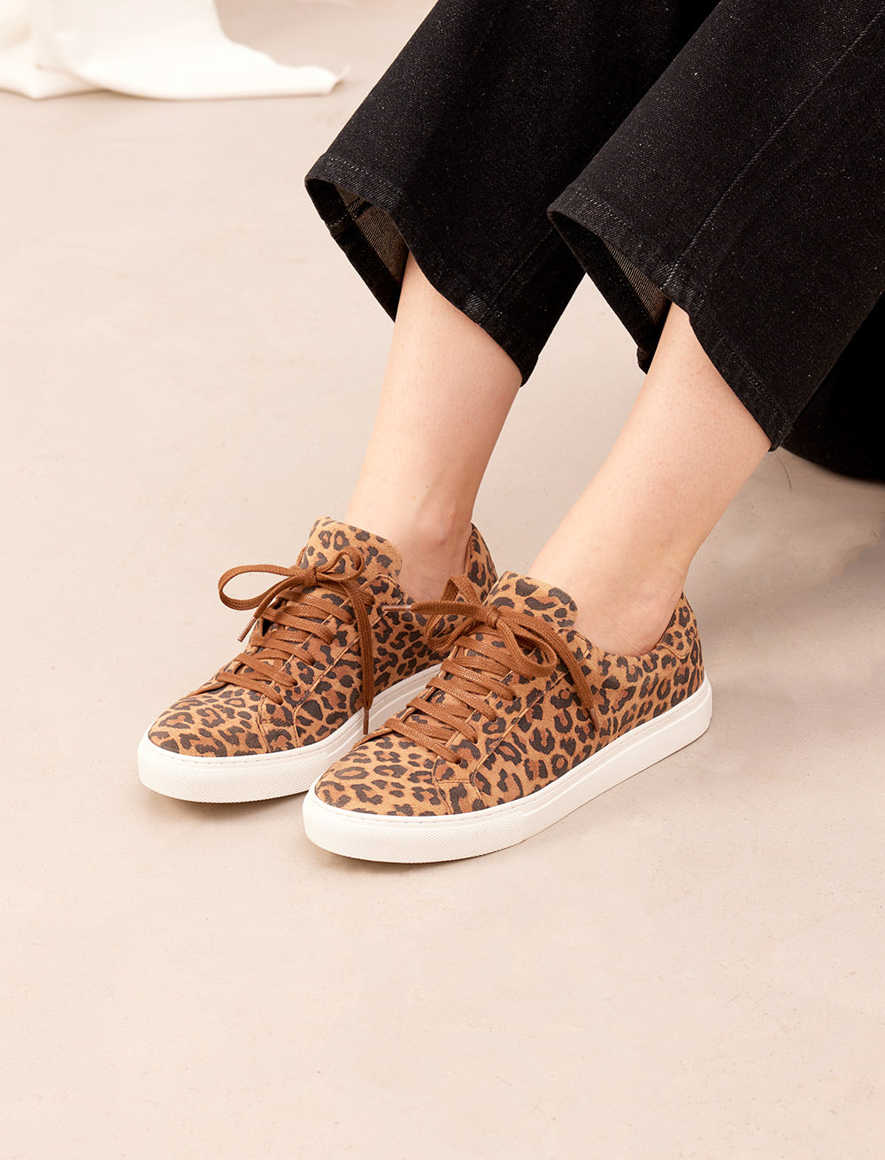 Olivia Lace-Up Sneakers - Leopard - Women