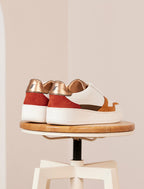 Sneakers Con Cordones Vasco - Blanco, Óxido & Bronce - Mujer