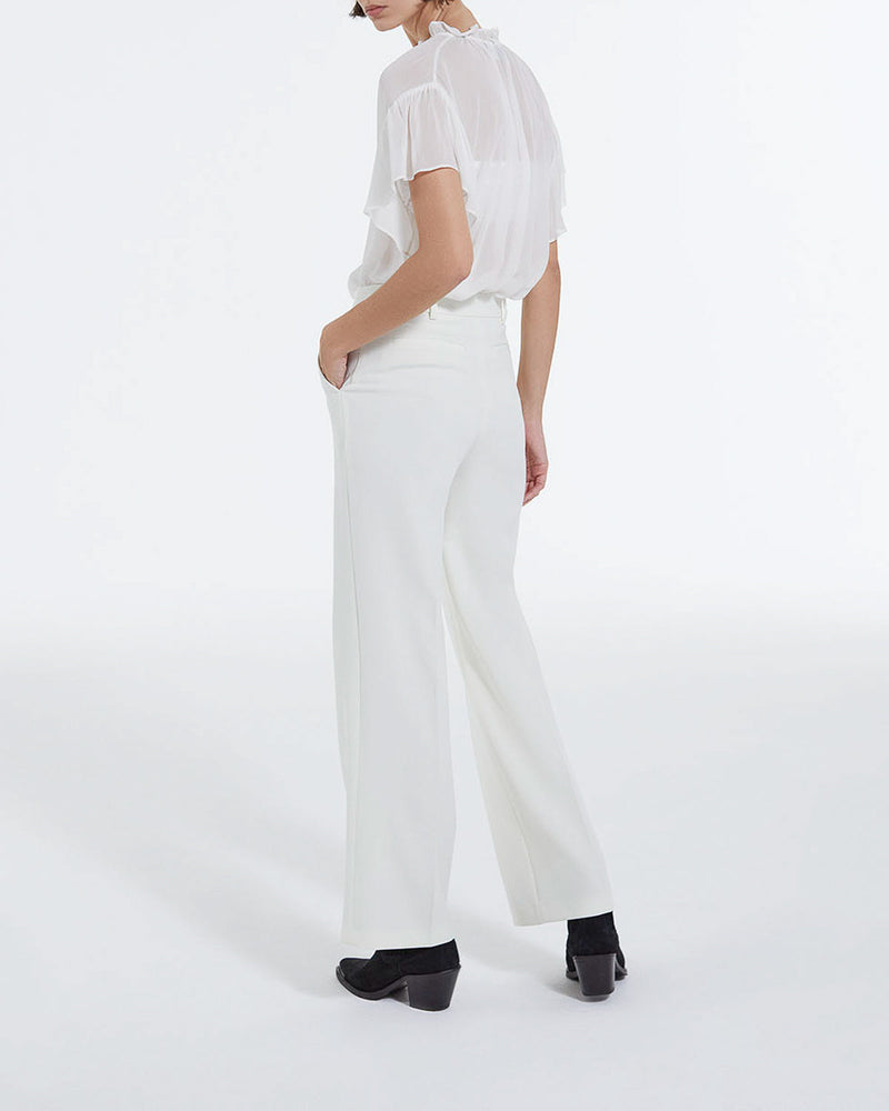 Pantalón recto de crepé crudo - Mujer