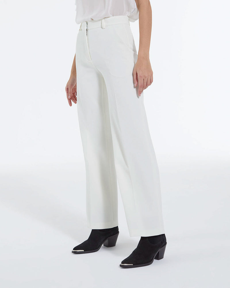 Pantalón recto de crepé crudo - Mujer