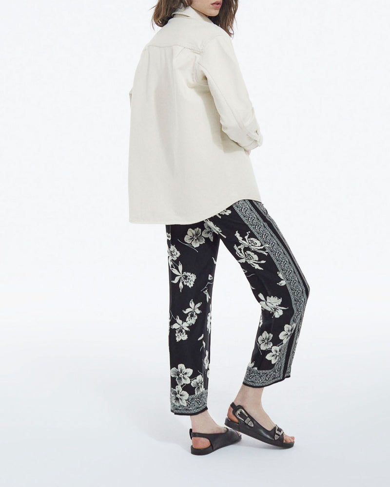 The Kooples - Pantalón Blanco Y Negro Con Estampado Pañuelo Fluido - Mujer