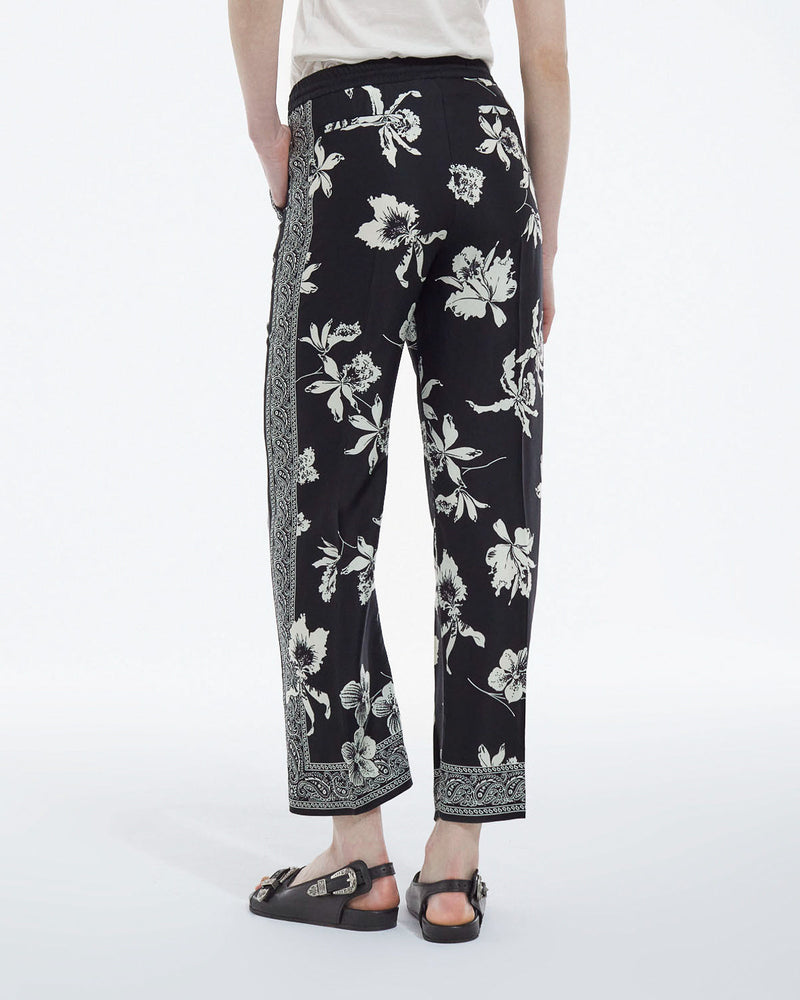 The Kooples - Pantalón Blanco Y Negro Con Estampado Pañuelo Fluido - Mujer