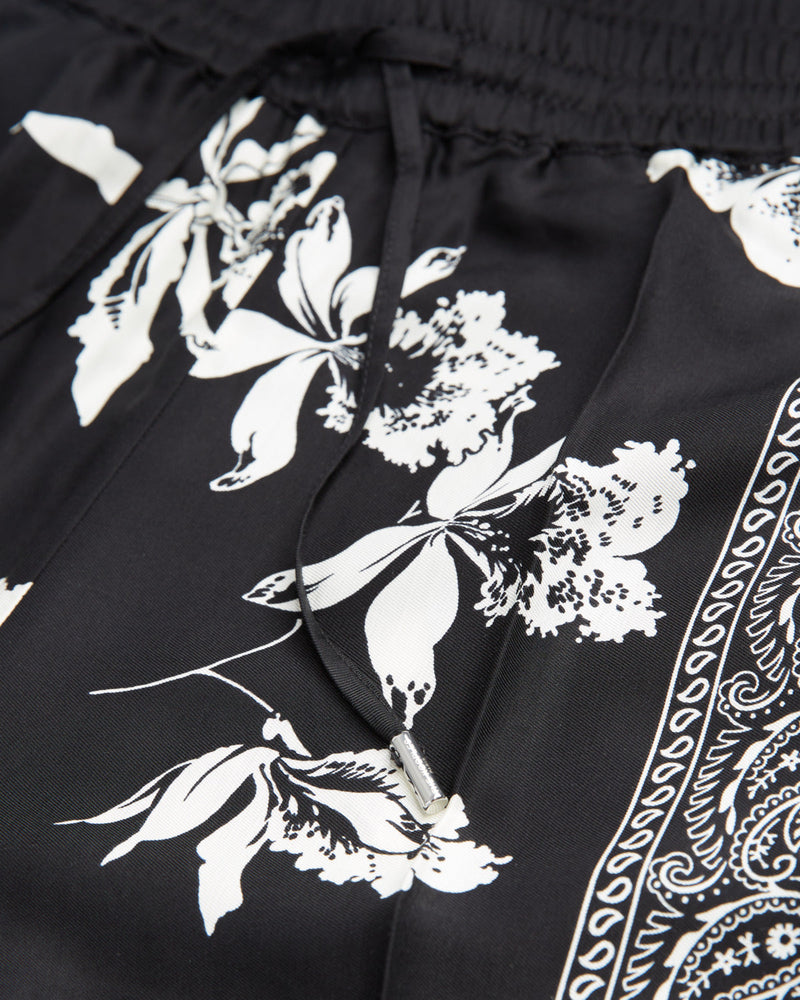 The Kooples - Pantalón Blanco Y Negro Con Estampado Pañuelo Fluido - Mujer