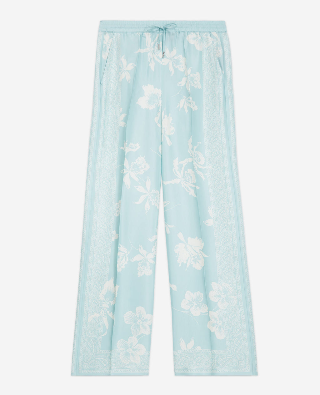 The Kooples - Pantalon Bleu Et Blanc Motif Foulard Fluide - Femme