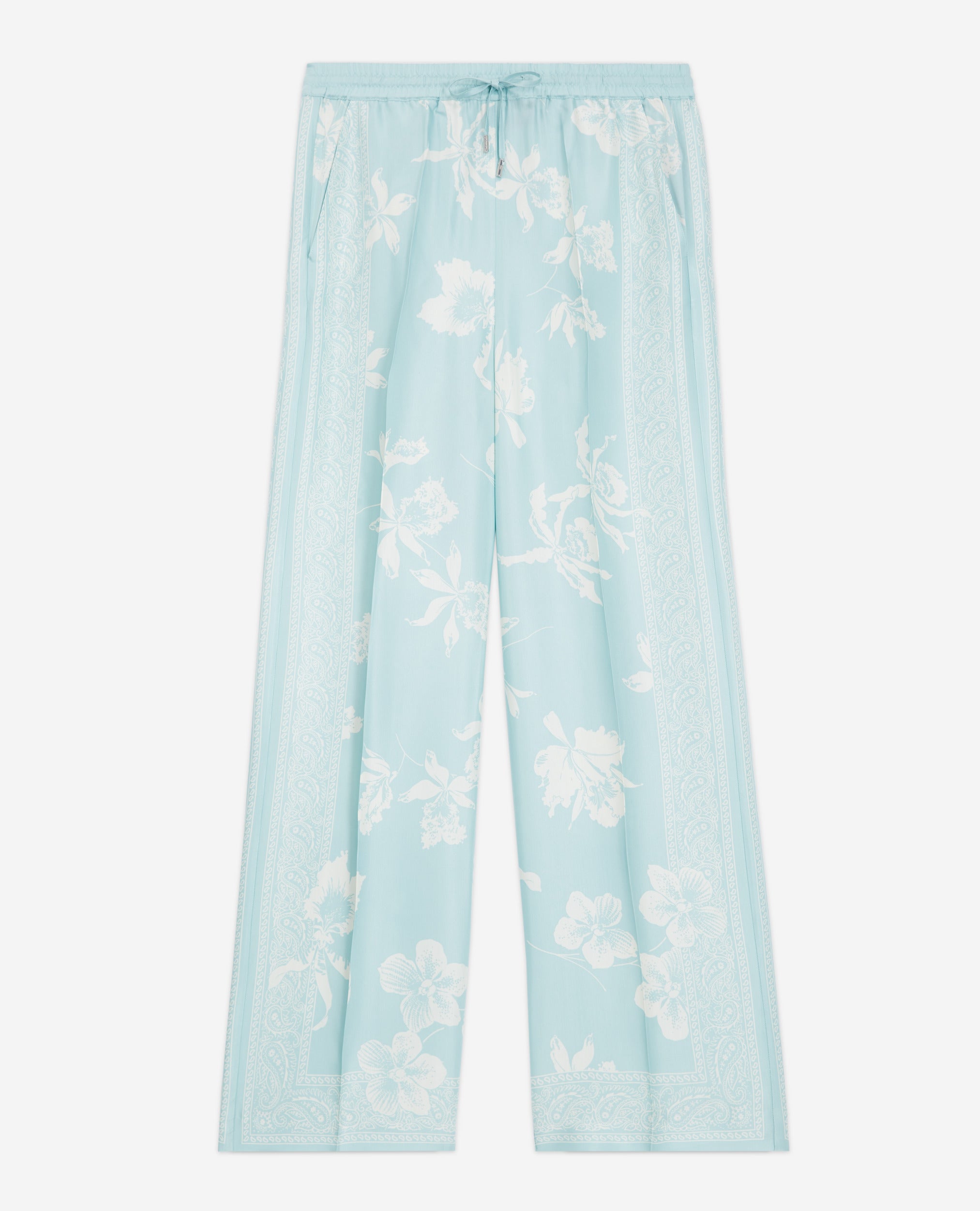 The Kooples - Pantalon Bleu Et Blanc Motif Foulard Fluide - Femme