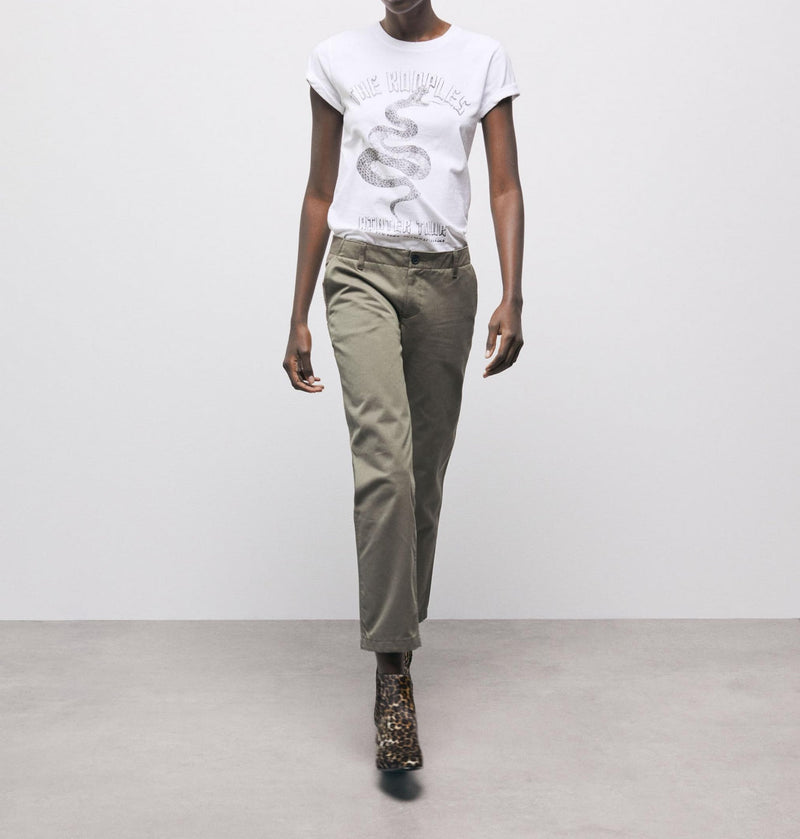 The Kooples - Pantalon Droit 7/8 - Kaki - Femme