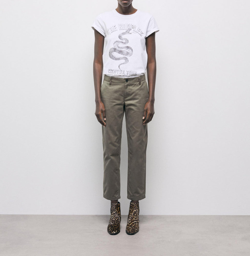 The Kooples - Pantalón recto 7/8 - Caqui - Mujer