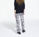 Pantalon Droit En Soie - Ecru Et Noir - Femme