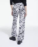 Pantalon Droit En Soie - Ecru Et Noir - Femme