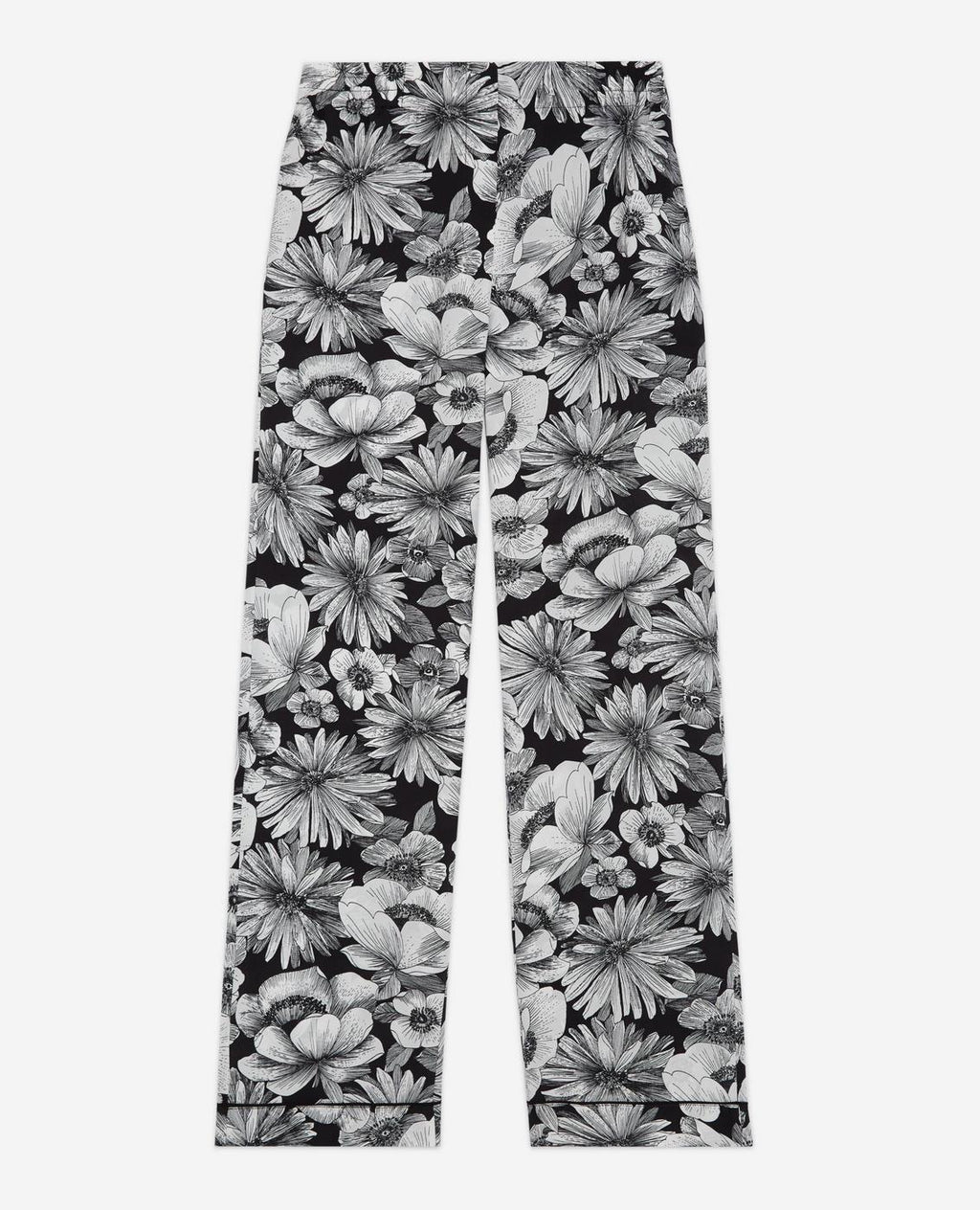 The Kooples - Straight-Leg Silk Trousers - Ecru and Black - Women