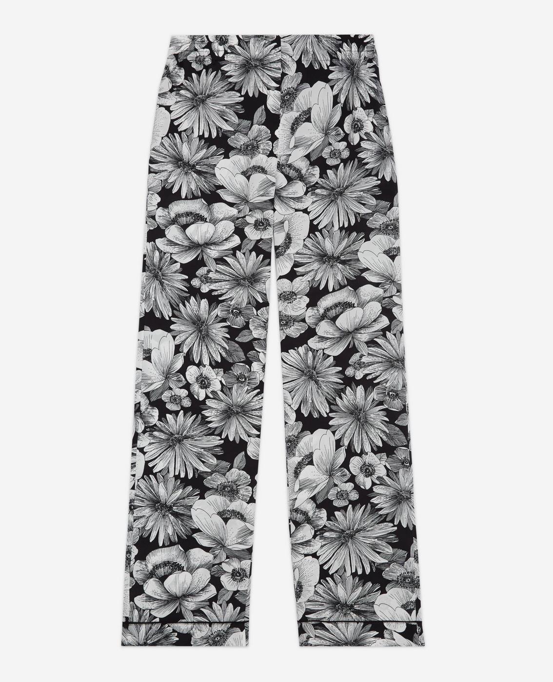 The Kooples - Straight-Leg Silk Trousers - Ecru and Black - Women