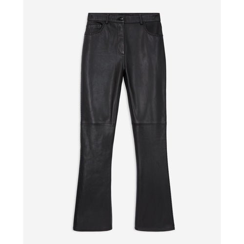 Pantalon Flare En Cuir D’Agneau - Noir - Femme