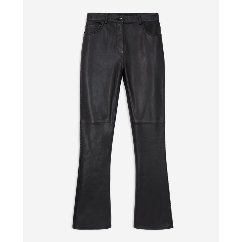 Pantalón acampanado de piel de cordero - Negro - Mujer
