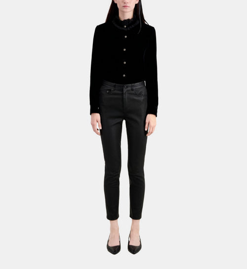 Pantalon En Cuir Stretch Coupe Slim - Femme