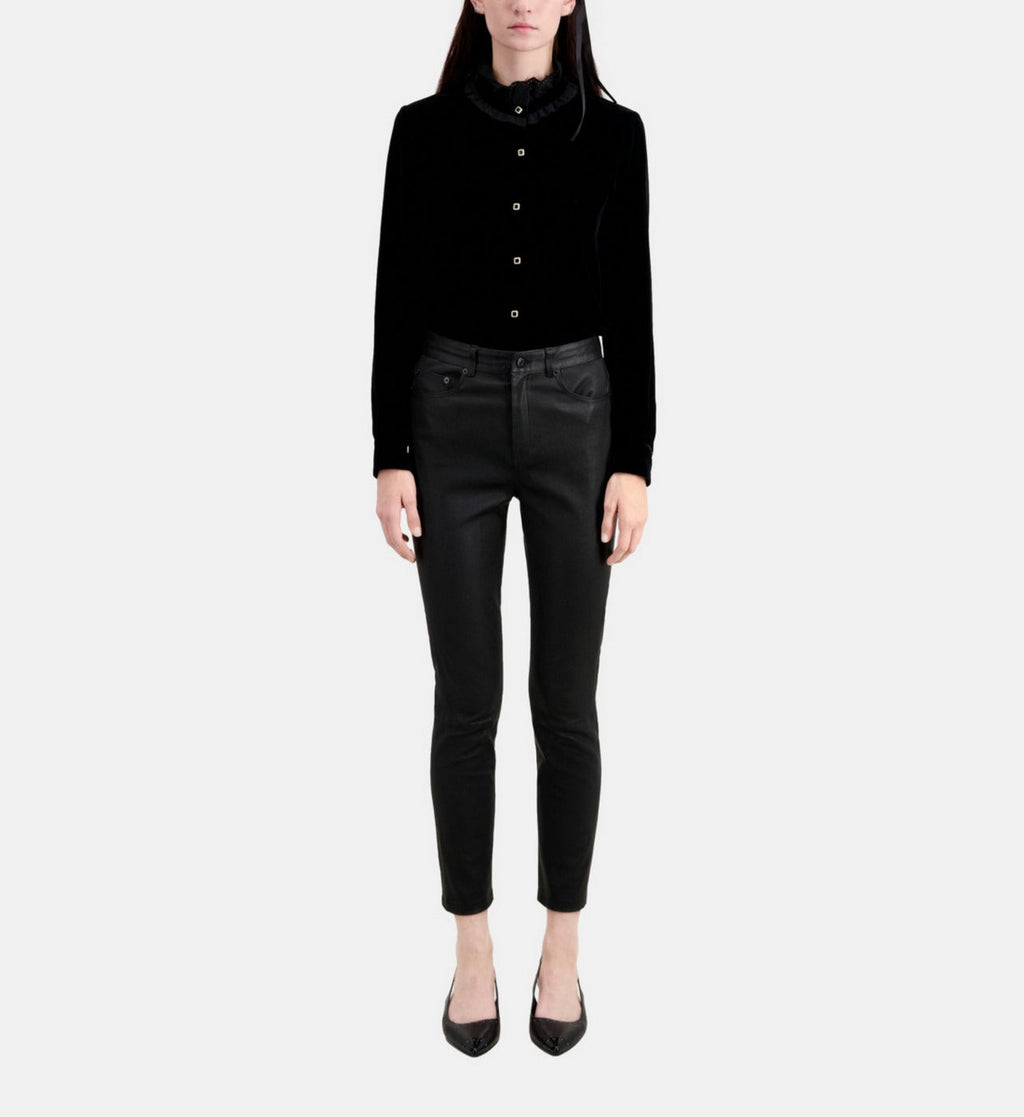 The Kooples - Stretch Leather Slim-Cut Trousers - Women