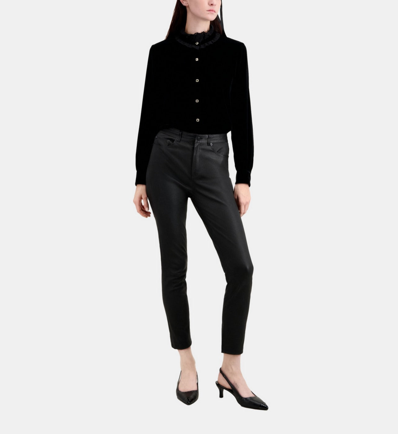 The Kooples - Stretch Leather Slim-Cut Trousers - Women