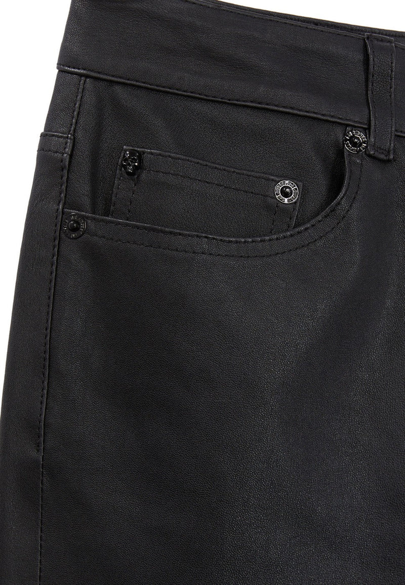 Pantalón slim fit de piel elástica - Mujer
