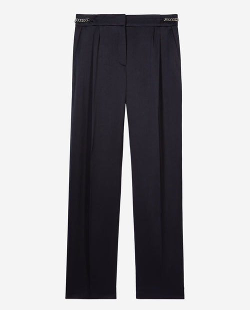 Pantalon A Pinces Fluide Avec Chaine