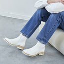 Chelsea Boots La Femme Pressée Cuir Blanc