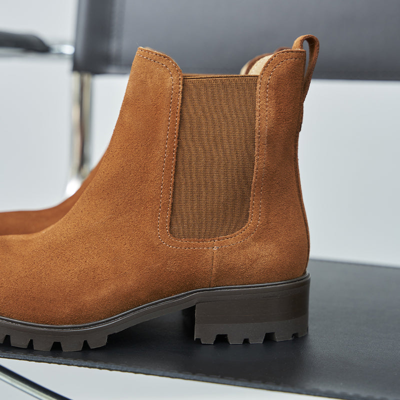 Chelsea Boots La Femme Pressée Daim Camel